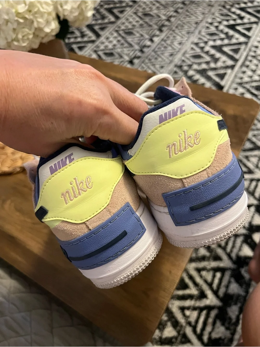 Nike Air Force 1 Low — White, Navy, Pink & Yellow Accent